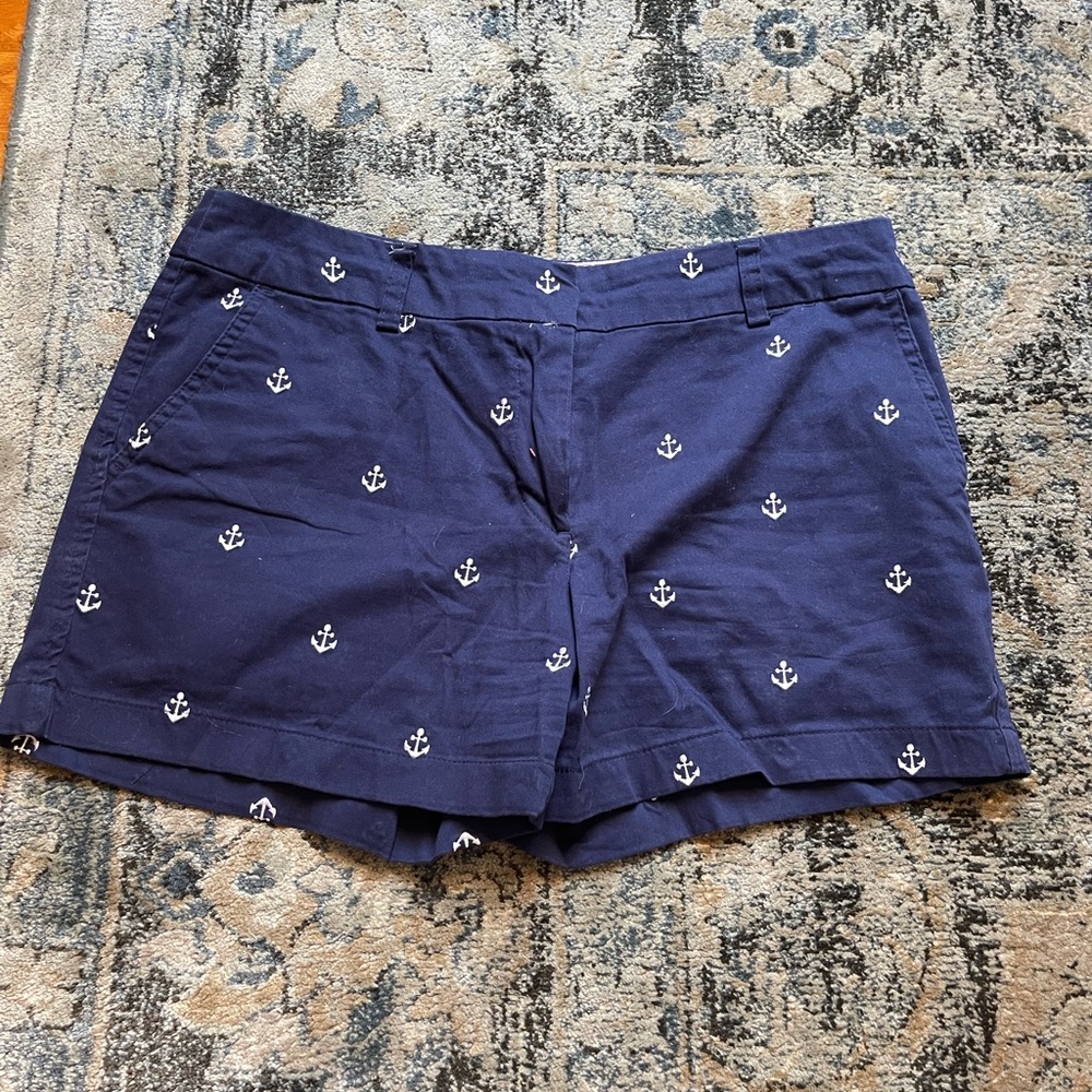 Navy Blue Anchor Print Women's Shorts Size 6 Cambridge Dry Goods